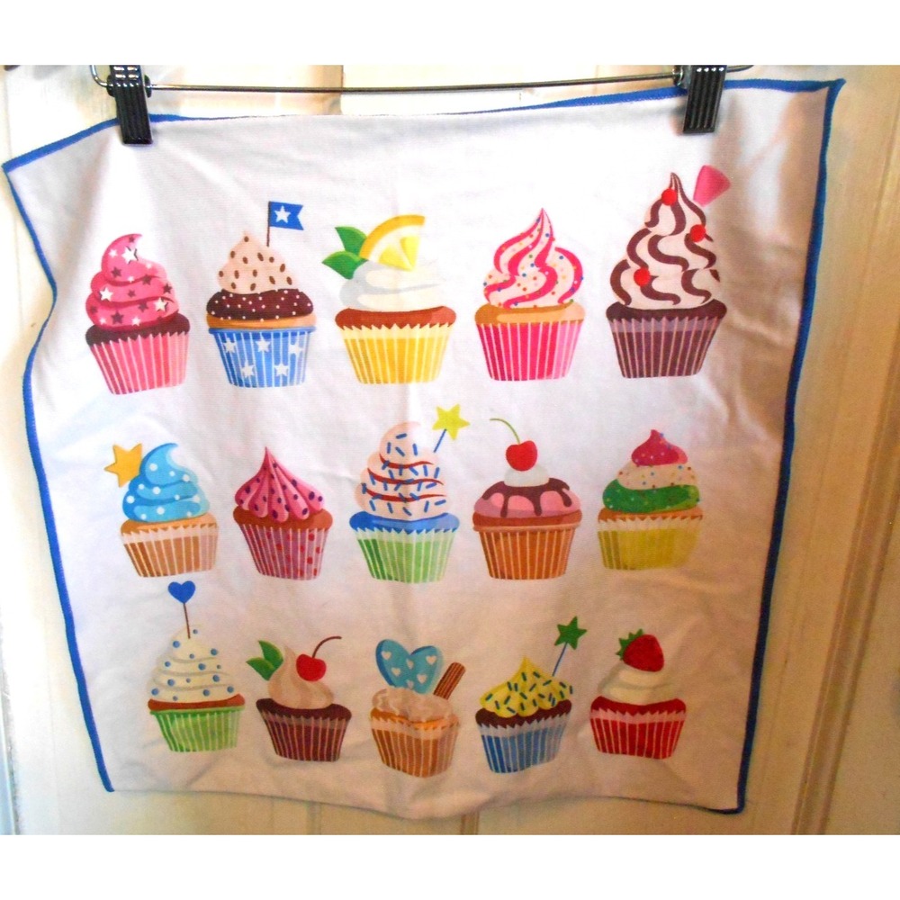 Norwex Cloth Window Cupcake Print Birthday Rare NWOT Baclock